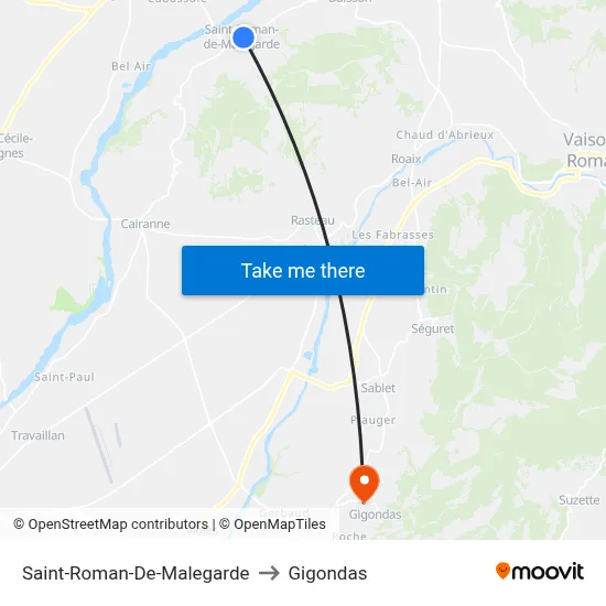 Saint-Roman-De-Malegarde to Gigondas map