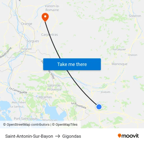 Saint-Antonin-Sur-Bayon to Gigondas map