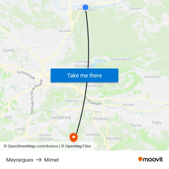 Meyrargues to Mimet map