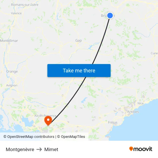 Montgenèvre to Mimet map
