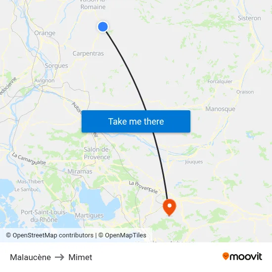 Malaucène to Mimet map