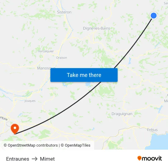 Entraunes to Mimet map