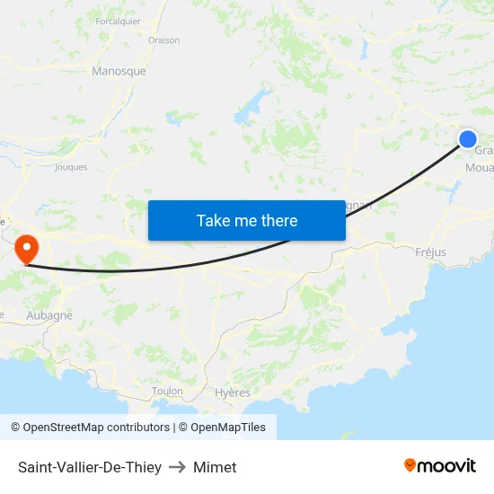 Saint-Vallier-De-Thiey to Mimet map