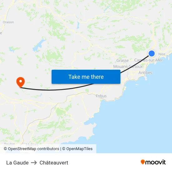 La Gaude to Châteauvert map