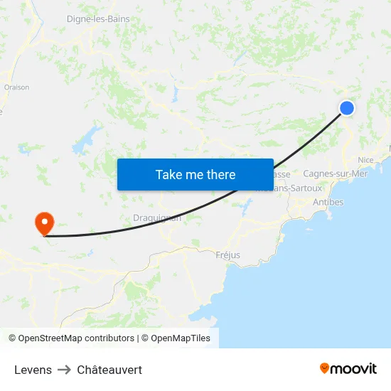 Levens to Châteauvert map