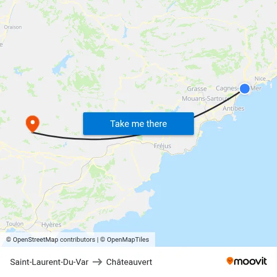 Saint-Laurent-Du-Var to Châteauvert map