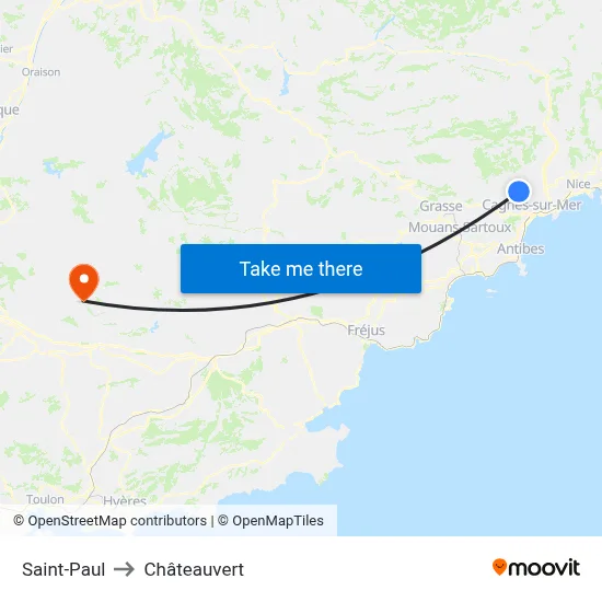 Saint-Paul to Châteauvert map
