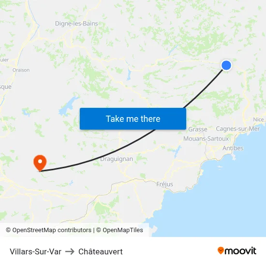 Villars-Sur-Var to Châteauvert map