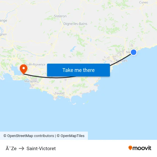 ÃˆZe to Saint-Victoret map