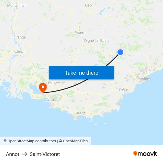 Annot to Saint-Victoret map