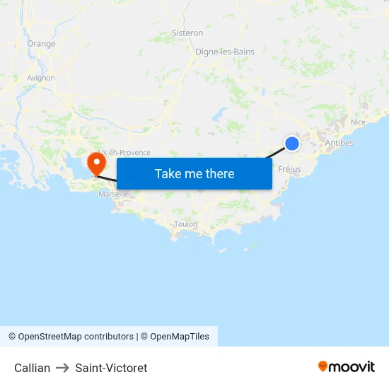 Callian to Saint-Victoret map
