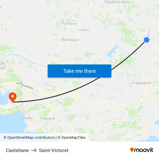 Castellane to Saint-Victoret map
