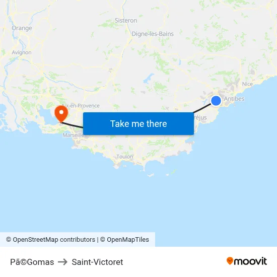 Pã©Gomas to Saint-Victoret map