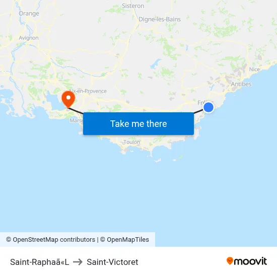 Saint-Raphaã«L to Saint-Victoret map