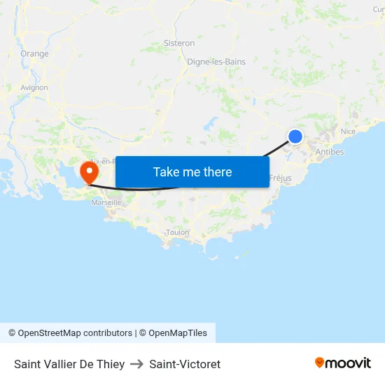 Saint Vallier De Thiey to Saint-Victoret map
