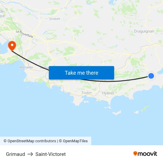 Grimaud to Saint-Victoret map
