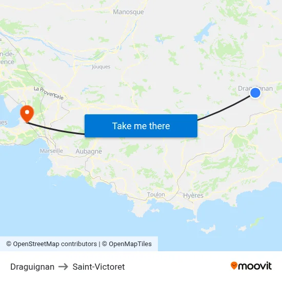 Draguignan to Saint-Victoret map