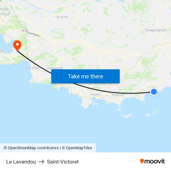 Le Lavandou to Saint-Victoret map