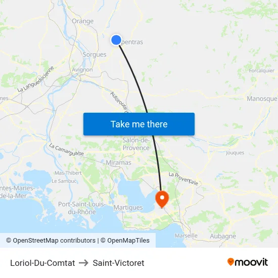 Loriol-Du-Comtat to Saint-Victoret map