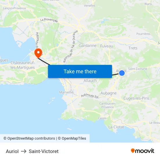 Auriol to Saint-Victoret map