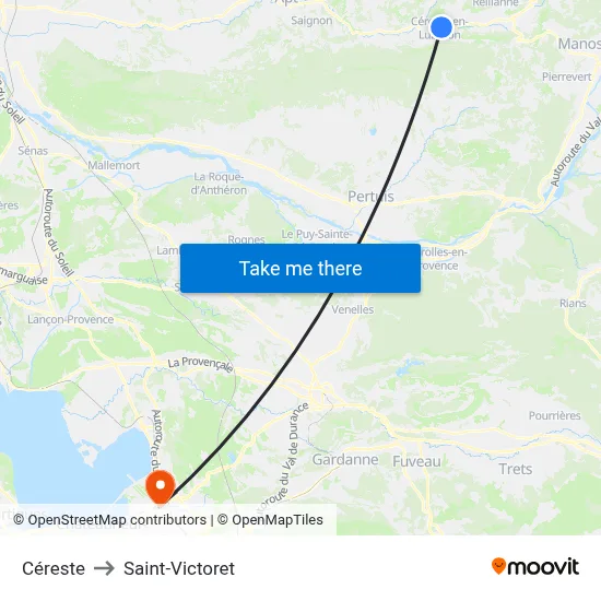 Céreste to Saint-Victoret map