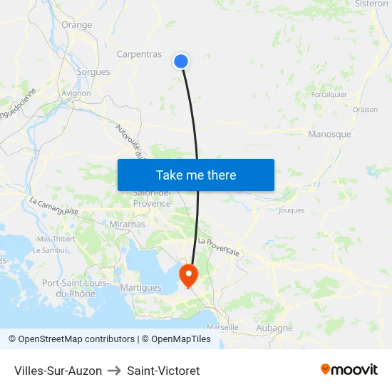 Villes-Sur-Auzon to Saint-Victoret map