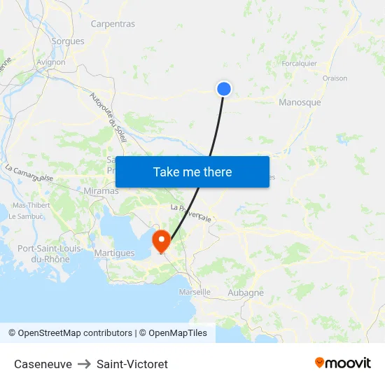 Caseneuve to Saint-Victoret map