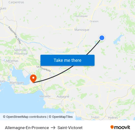 Allemagne-En-Provence to Saint-Victoret map