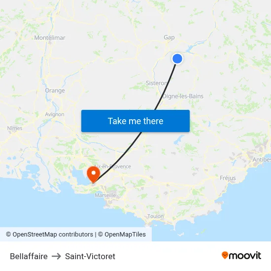 Bellaffaire to Saint-Victoret map