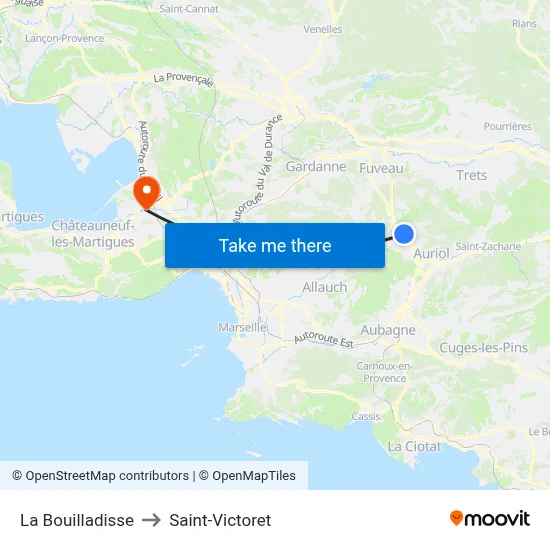 La Bouilladisse to Saint-Victoret map