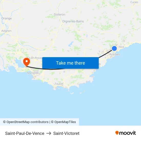 Saint-Paul-De-Vence to Saint-Victoret map