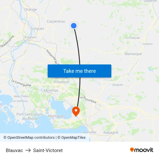 Blauvac to Saint-Victoret map