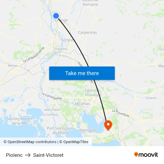 Piolenc to Saint-Victoret map