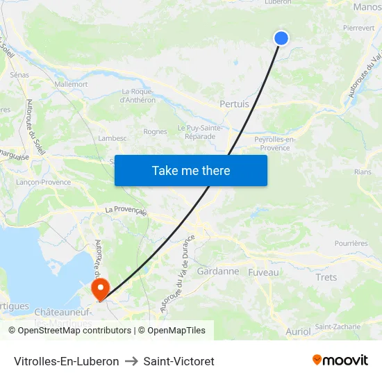 Vitrolles-En-Luberon to Saint-Victoret map