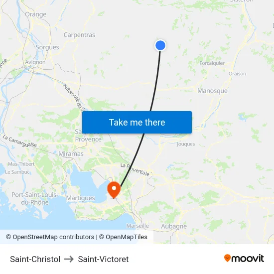 Saint-Christol to Saint-Victoret map