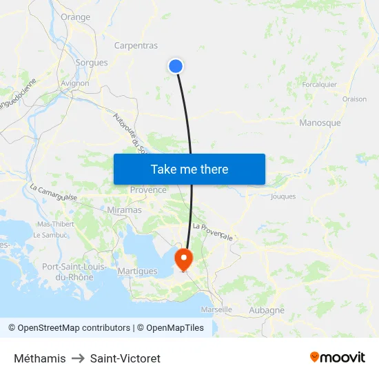 Méthamis to Saint-Victoret map