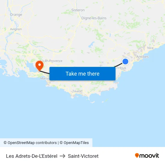 Les Adrets-De-L'Estérel to Saint-Victoret map