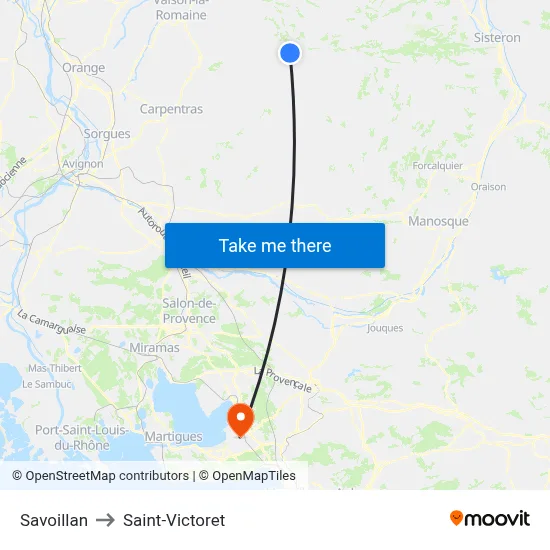Savoillan to Saint-Victoret map