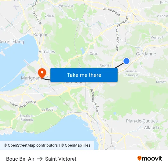 Bouc-Bel-Air to Saint-Victoret map