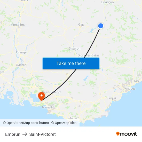 Embrun to Saint-Victoret map