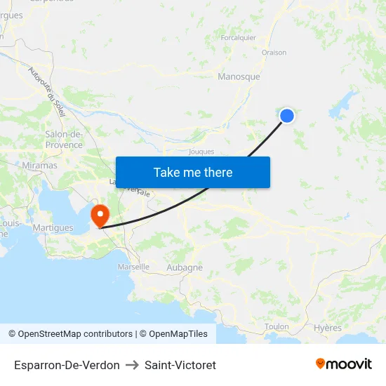 Esparron-De-Verdon to Saint-Victoret map