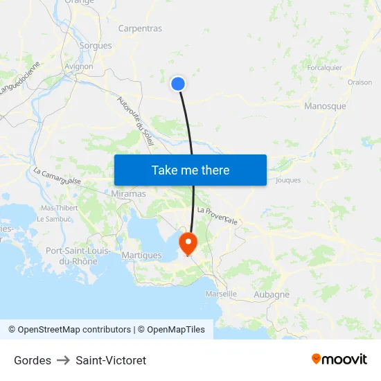 Gordes to Saint-Victoret map
