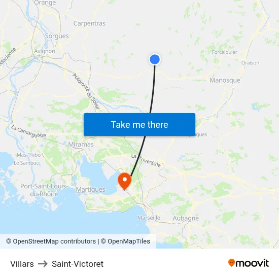 Villars to Saint-Victoret map