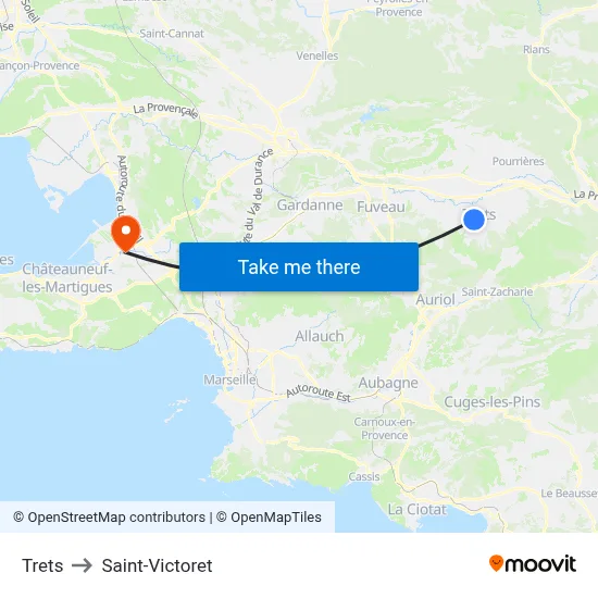 Trets to Saint-Victoret map