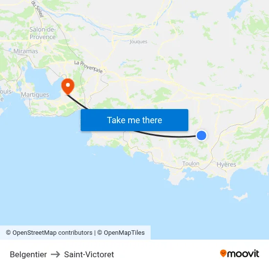 Belgentier to Saint-Victoret map