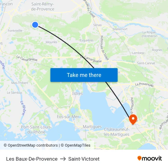 Les Baux-De-Provence to Saint-Victoret map