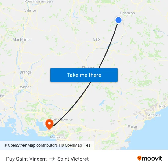 Puy-Saint-Vincent to Saint-Victoret map