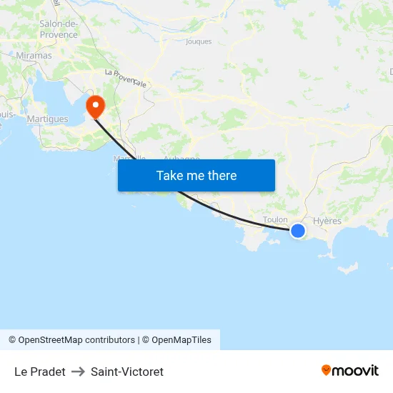 Le Pradet to Saint-Victoret map