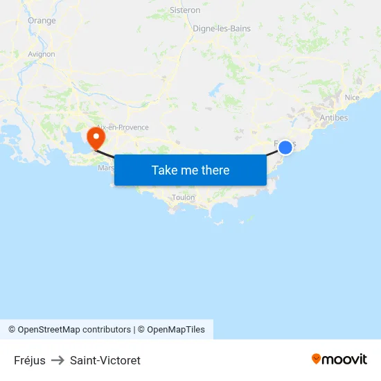 Fréjus to Saint-Victoret map