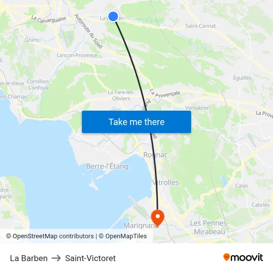 La Barben to Saint-Victoret map